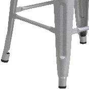 30" High Backless Silver Metal Barstool with Square Wood Seat, CH-31320-30-SIL-WD-GG