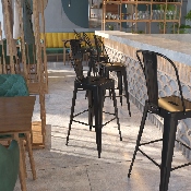 Commercial Grade 30" High Black Metal Indoor-Outdoor Barstool with Removable Back, CH-31320-30GB-BK-GG