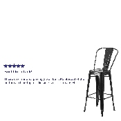 Commercial Grade 30" High Black Metal Indoor-Outdoor Barstool with Removable Back, CH-31320-30GB-BK-GG