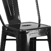 Commercial Grade 30" High Black Metal Indoor-Outdoor Barstool with Removable Back, CH-31320-30GB-BK-GG