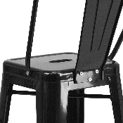 Commercial Grade 30" High Black Metal Indoor-Outdoor Barstool with Removable Back, CH-31320-30GB-BK-GG