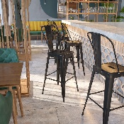Commercial Grade 30" High Black-Antique Gold Metal Indoor-Outdoor Barstool with Removable Back, CH-31320-30GB-BQ-GG