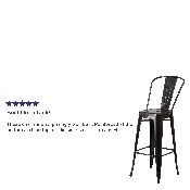 Commercial Grade 30" High Black-Antique Gold Metal Indoor-Outdoor Barstool with Removable Back, CH-31320-30GB-BQ-GG