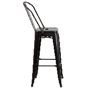 Commercial Grade 30" High Black-Antique Gold Metal Indoor-Outdoor Barstool with Removable Back, CH-31320-30GB-BQ-GG
