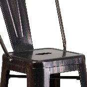 Commercial Grade 30" High Black-Antique Gold Metal Indoor-Outdoor Barstool with Removable Back, CH-31320-30GB-BQ-GG