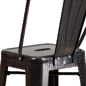 Commercial Grade 30" High Black-Antique Gold Metal Indoor-Outdoor Barstool with Removable Back, CH-31320-30GB-BQ-GG