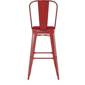Kai Commercial Grade 30" High Red Metal Indoor-Outdoor Bar Height Stool with Removable Back and Square Red All-Weather Poly Resin Seat, CH-31320-30GB-RED-PL2R-GG