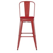 Kai Commercial Grade 30" High Red Metal Indoor-Outdoor Bar Height Stool with Removable Back and Square Red All-Weather Poly Resin Seat, CH-31320-30GB-RED-PL2R-GG