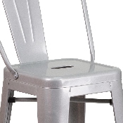 Commercial Grade 30" High Silver Metal Indoor-Outdoor Barstool with Removable Back, CH-31320-30GB-SIL-GG