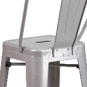 Commercial Grade 30" High Silver Metal Indoor-Outdoor Barstool with Removable Back, CH-31320-30GB-SIL-GG