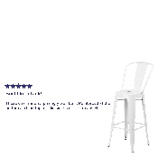 Commercial Grade 30" High White Metal Indoor-Outdoor Barstool with Removable Back, CH-31320-30GB-WH-GG