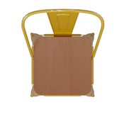 Kai Commercial Grade 30" High Yellow Metal Indoor-Outdoor Bar Height Stool with Removable Back and Square Teak All-Weather Poly Resin Seat, CH-31320-30GB-YL-PL2T-GG