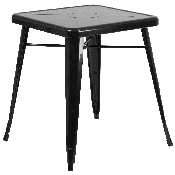 Commercial Grade 23.75" Square Black Metal Indoor-Outdoor Table Set with 2 Stack Chairs, CH-31330-2-30-BK-GG