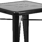 Commercial Grade 23.75" Square Black Metal Indoor-Outdoor Table Set with 2 Stack Chairs, CH-31330-2-30-BK-GG