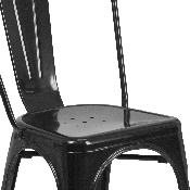 Commercial Grade 23.75" Square Black Metal Indoor-Outdoor Table Set with 2 Stack Chairs, CH-31330-2-30-BK-GG