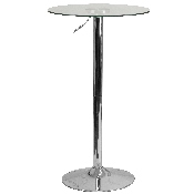 23.5'' Round Adjustable Height Glass Table (Adjustable Range 33.5'' - 41''), CH-5-GG