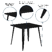 Commercial Grade 31.75" Square Black Metal Indoor-Outdoor Table, CH-51040-29-BK-GG