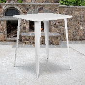 Commercial Grade 31.5" Square White Metal Indoor-Outdoor Bar Height Table, CH-51040-40-WH-GG