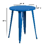Commercial Grade 24" Round Blue Metal Indoor-Outdoor Table, CH-51080-29-BL-GG