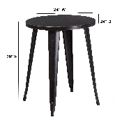 Commercial Grade 24" Round Black-Antique Gold Metal Indoor-Outdoor Table, CH-51080-29-BQ-GG
