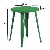 Commercial Grade 24" Round Green Metal Indoor-Outdoor Table, CH-51080-29-GN-GG
