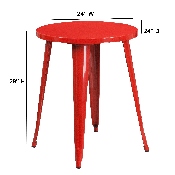 Commercial Grade 24" Round Red Metal Indoor-Outdoor Table, CH-51080-29-RED-GG