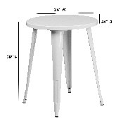 Commercial Grade 24" Round White Metal Indoor-Outdoor Table, CH-51080-29-WH-GG