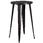Commercial Grade 24" Round Black-Antique Gold Metal Indoor-Outdoor Bar Table Set with 2 Cafe Stools, CH-51080BH-2-30CAFE-BQ-GG