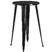 Commercial Grade 24" Round Black Metal Indoor-Outdoor Bar Table Set with 4 Cafe Stools, CH-51080BH-4-30CAFE-BK-GG