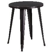 Commercial Grade 24" Round Black-Antique Gold Metal Indoor-Outdoor Table Set with 2 Cafe Chairs, CH-51080TH-2-18CAFE-BQ-GG
