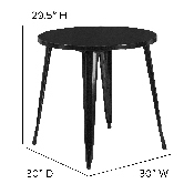 Commercial Grade 30" Round Black Metal Indoor-Outdoor Table, CH-51090-29-BK-GG