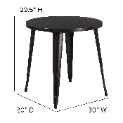 Commercial Grade 30" Round Black-Antique Gold Metal Indoor-Outdoor Table, CH-51090-29-BQ-GG