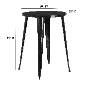 Commercial Grade 30" Round Black Metal Indoor-Outdoor Bar Height Table, CH-51090-40-BK-GG
