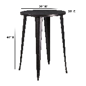Commercial Grade 30" Round Black-Antique Gold Metal Indoor-Outdoor Bar Height Table, CH-51090-40-BQ-GG