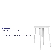 Commercial Grade 30" Round White Metal Indoor-Outdoor Bar Height Table, CH-51090-40-WH-GG