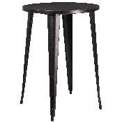 Commercial Grade 30" Round Black-Antique Gold Metal Indoor-Outdoor Bar Table Set with 2 Cafe Stools, CH-51090BH-2-30CAFE-BQ-GG
