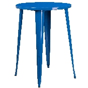 Commercial Grade 30" Round Blue Metal Indoor-Outdoor Bar Table Set with 4 Cafe Stools, CH-51090BH-4-30CAFE-BL-GG