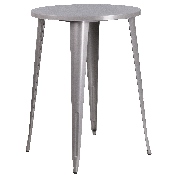 Commercial Grade 30" Round Silver Metal Indoor-Outdoor Bar Table Set with 4 Cafe Stools, CH-51090BH-4-30CAFE-SIL-GG