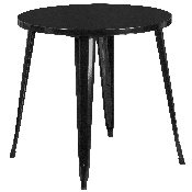 Commercial Grade 30" Round Black Metal Indoor-Outdoor Table Set with 2 Arm Chairs, CH-51090TH-2-18ARM-BK-GG