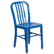Commercial Grade 30" Round Blue Metal Indoor-Outdoor Table Set with 2 Vertical Slat Back Chairs, CH-51090TH-2-18VRT-BL-GG