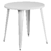 Commercial Grade 30" Round White Metal Indoor-Outdoor Table Set with 4 Cafe Chairs, CH-51090TH-4-18CAFE-WH-GG