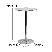 23.5'' Round Glass Table with 35.5''H Chrome Base, CH-6-GG