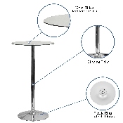 23.5'' Round Glass Table with 35.5''H Chrome Base, CH-6-GG