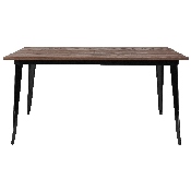 30.25" x 60" Rectangular Black Metal Indoor Table with Walnut Rustic Wood Top, CH-61010-29M1-BK-GG