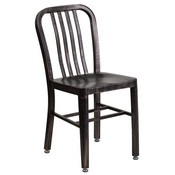 Commercial Grade Black-Antique Gold Metal Indoor-Outdoor Chair, CH-61200-18-BQ-GG