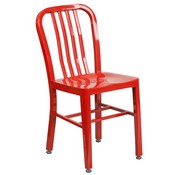 Commercial Grade Red Metal Indoor-Outdoor Chair, CH-61200-18-RED-GG