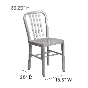 Commercial Grade Silver Metal Indoor-Outdoor Chair, CH-61200-18-SIL-GG