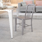 Commercial Grade Silver Metal Indoor-Outdoor Chair, CH-61200-18-SIL-GG