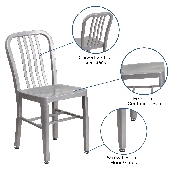 Commercial Grade Silver Metal Indoor-Outdoor Chair, CH-61200-18-SIL-GG