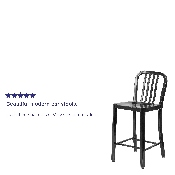 Commercial Grade 24" High Black Metal Indoor-Outdoor Counter Height Stool with Vertical Slat Back, CH-61200-24-BK-GG